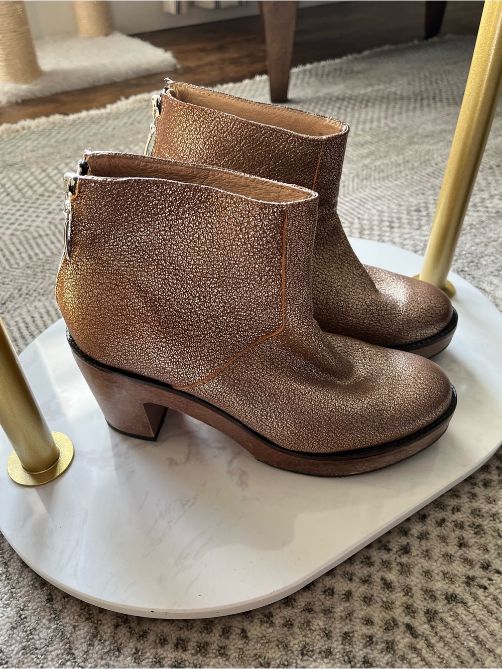 Metallic leather platform Calou clog boots